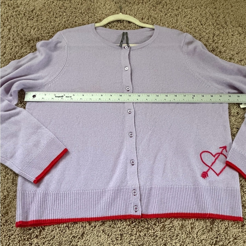 NWT XL fits large Anthropologie Juliet cashmere cardigan sweater je taime heart - Picture 13 of 16